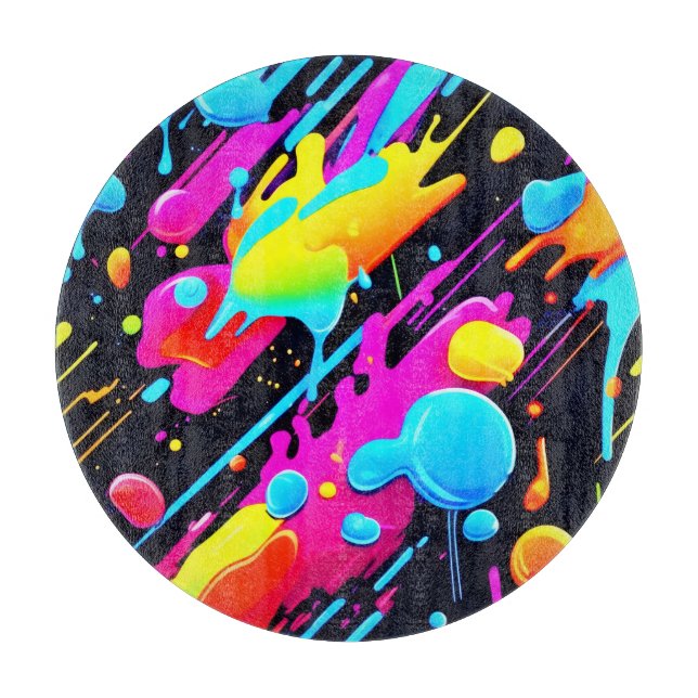 Planche À Découper Bright Neon Splashes dans l'oeuvre Abstraite (Devant)