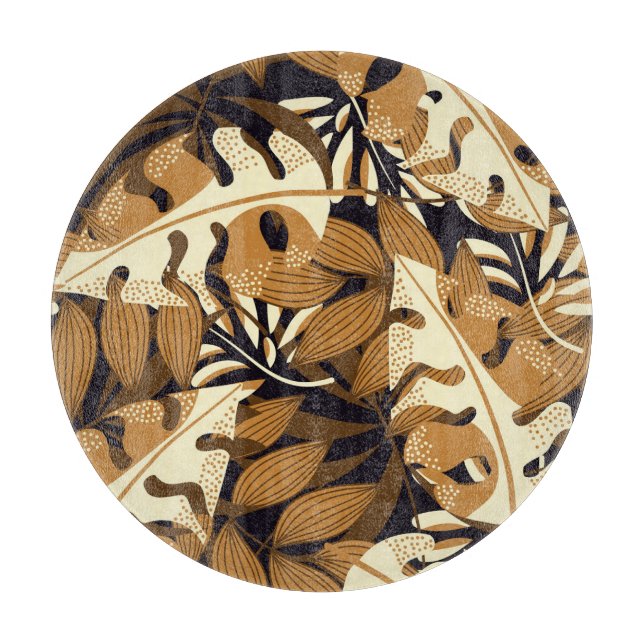 Planche À Découper Bright Tropical Feuilles Dark Motif (Devant)