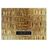 Brillant Gold Designer Alligator Crocodile Skin