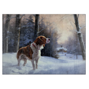 Planche À Découper Brittany Spaniel Laissez Neige Noël