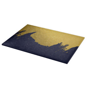 Planche À Découper Brochures Faux Gold avec Arrière - plan bleu marin