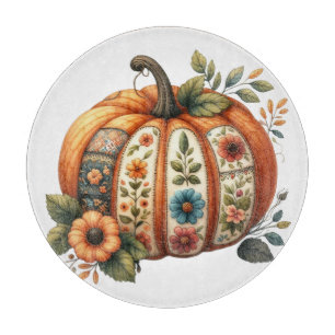 PLANCHE À DÉCOUPER BRODERIE COLORÉE REGARD AUTOMNE CITROUILLE