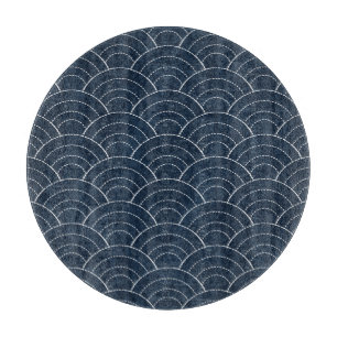 Planche À Découper Broderie Sashiko : Indigo Motif japonais.