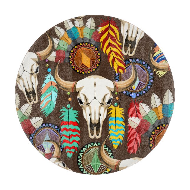 Planche À Découper Buffalo Skull Native American Emblem (Devant)