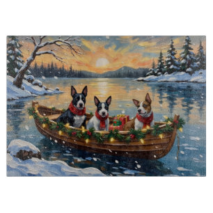 Planche À Découper Bull Terrier Noël Bateau Fêtes