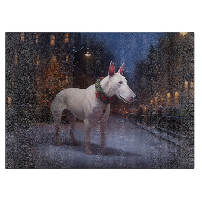 Planche À Découper Bull Terrier Saison de Noël festive (Devant)