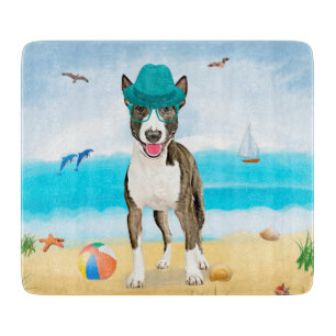 Planche À Découper Bull Terrier sur la plage