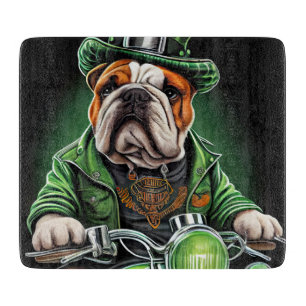 Planche À Découper Bulldog Driving Bike St. Patrick's Day
