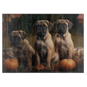 Planche À Découper Bullmastiff Chiot Automne Citrouille de plaisir