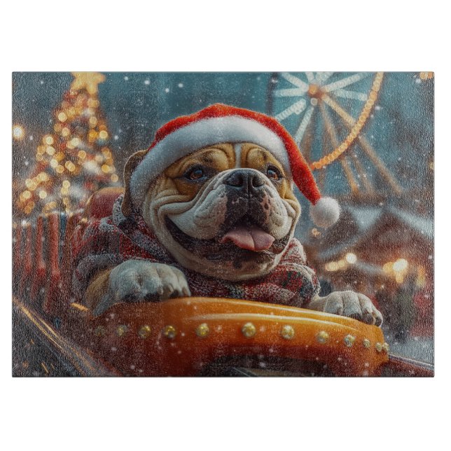 Planche À Découper Bullmastiff Dog Roller Dessous de verre Noël (Devant)