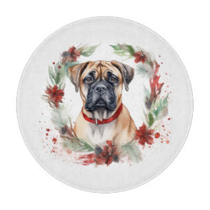 Planche À Découper Bullmastiff Noël Wreath Festive Pup