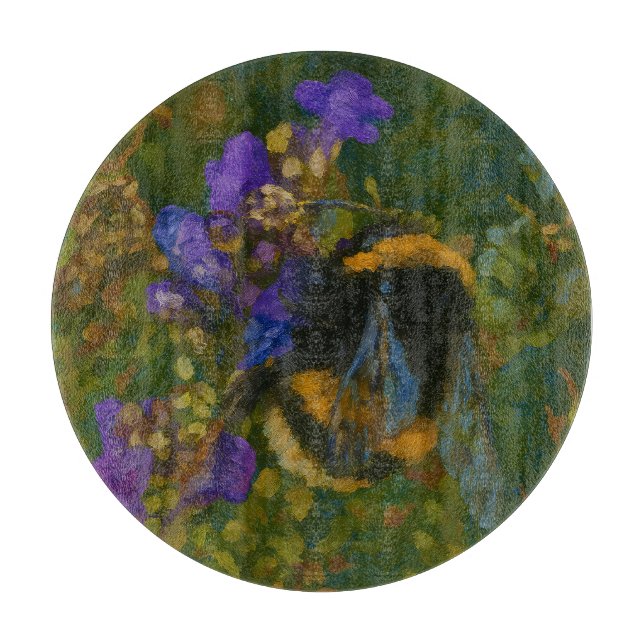 Planche À Découper Bumblebebe parmi les fleurs violettes (Devant)