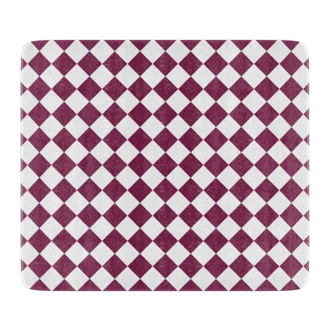 Planche À Découper Burgundy White Checker Diamond Pattern (Devant)