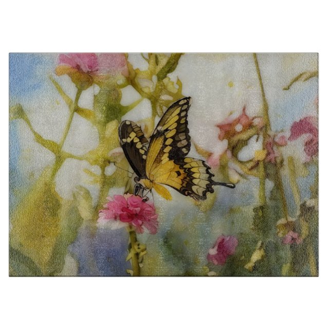 Planche À Découper Butterfly Garden Art Glass Cutting Board (Devant)