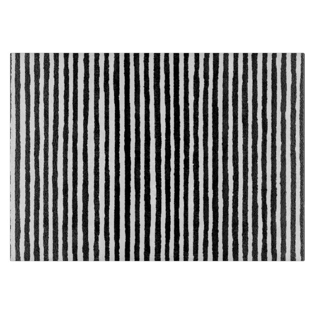 Planche À Découper BW noir et blanc vertical Motif à bande rétro (Devant)