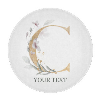 Planche À Découper C Monogramme Floral Personnalisé