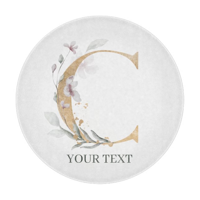 Planche À Découper C Monogramme Floral Personnalisé (Devant)