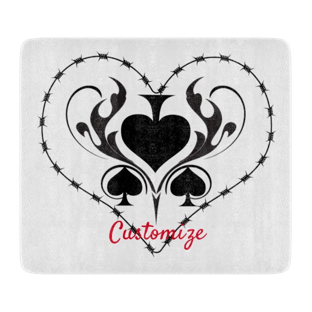 Planche À Découper Câble Barbelé Coeur Black Spades Thunder_Cove (Devant)