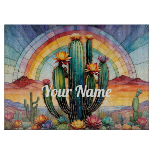Planche À Découper Cactus arc-en-ciel personnalisé