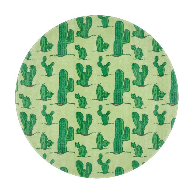 Planche À Découper Cactus dessinés à la main : motif sans soudure. (Devant)