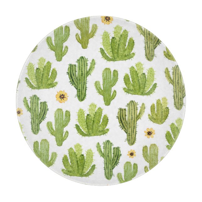 Planche À Découper Cactus du désert vert : Aquarelle transparente (Devant)