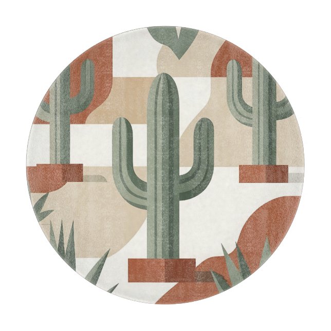 Planche À Découper Cactus vert sauge moderne Terracotta Désert  (Devant)