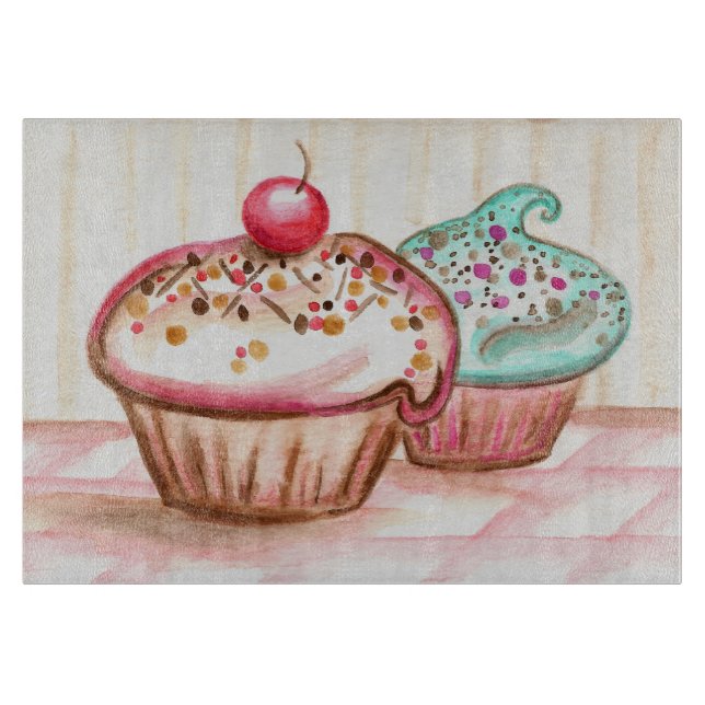Planche À Découper Cadeau de cuisine Cupcake (Devant)