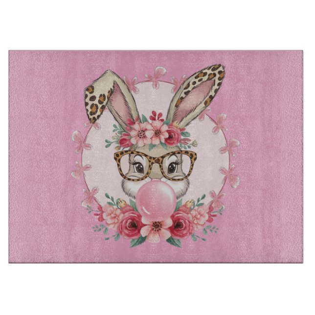 Planche À Découper Cadeau de lapin floral mignon de Pâques  (Devant)