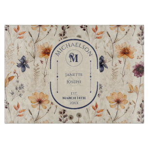 Planche À Découper Cadeau de mariage personnalisé Fleur de Boho Wildf