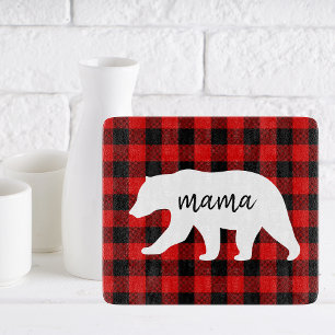 Planche À Découper Cadeau moderne Rouge Plaid Et Blanc Mama Ours