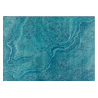 Planche à découper cadeau motif marbre turquoise