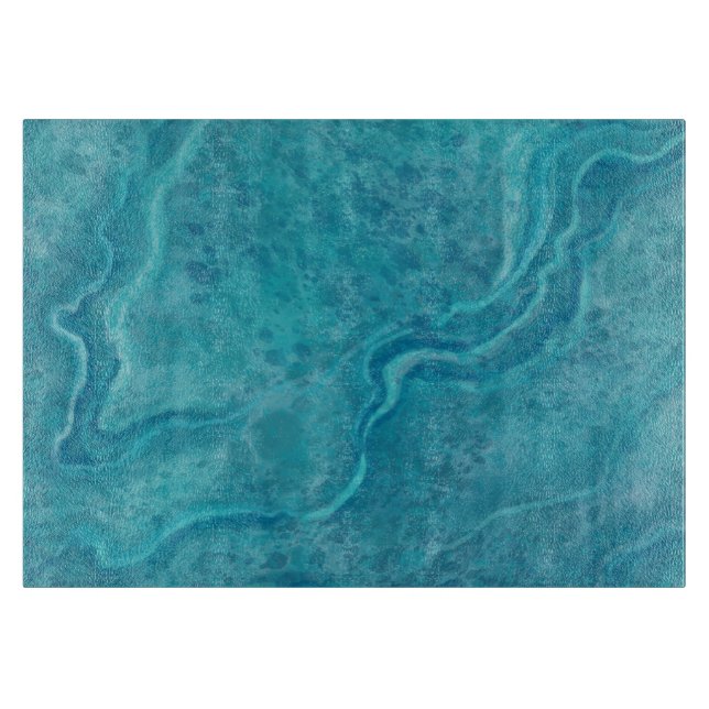 Planche à découper cadeau motif marbre turquoise (Devant)