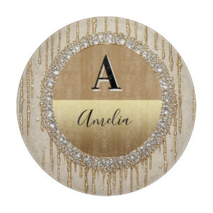 Planche À Découper Cadeau personnalisé avec monogramme en or pour mar