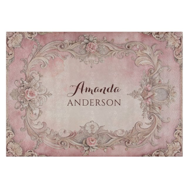 Planche À Découper Cadre découpage grunge antique rose (Devant)