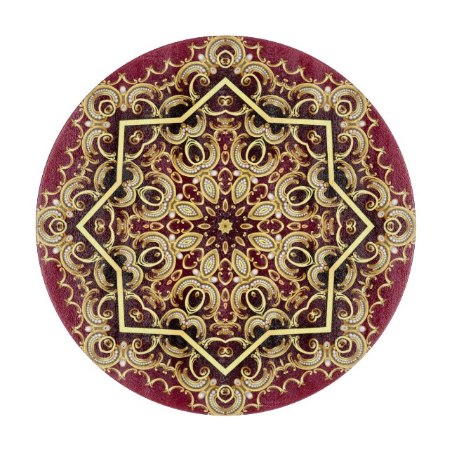 Planche À Découper Cadre élégant : perle et or. (Devant)