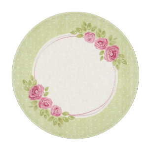Planche À Découper Cadre vintage aux roses shabby chic