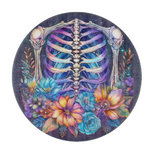 Planche À Découper Cage de côtes et conception de fleurs