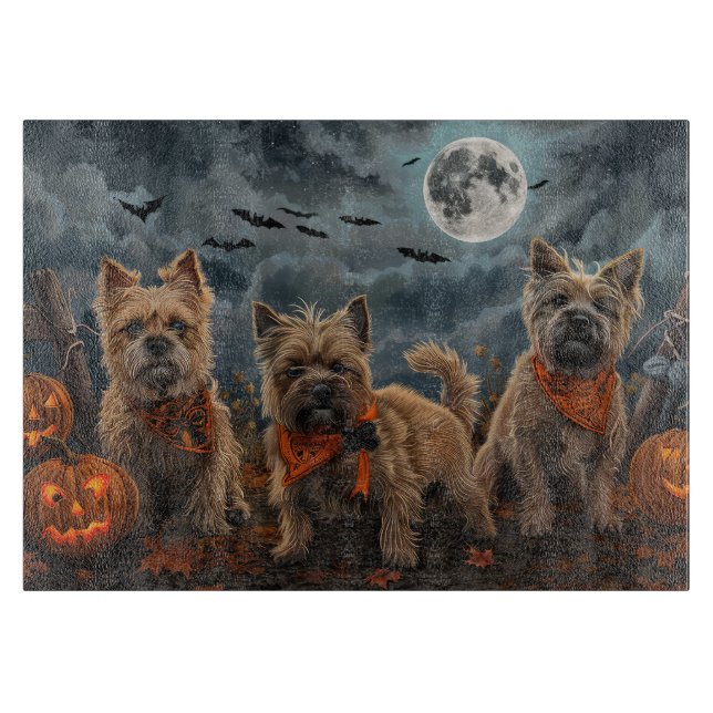 Planche À Découper Cairn Terrier Halloween Squelettes (Devant)
