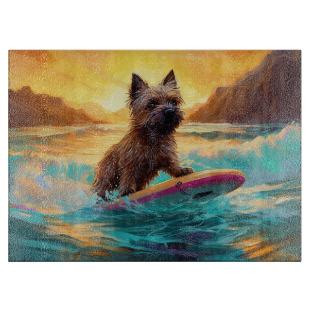 Planche À Découper Cairn Terrier Plage Surf Peinture (Devant)