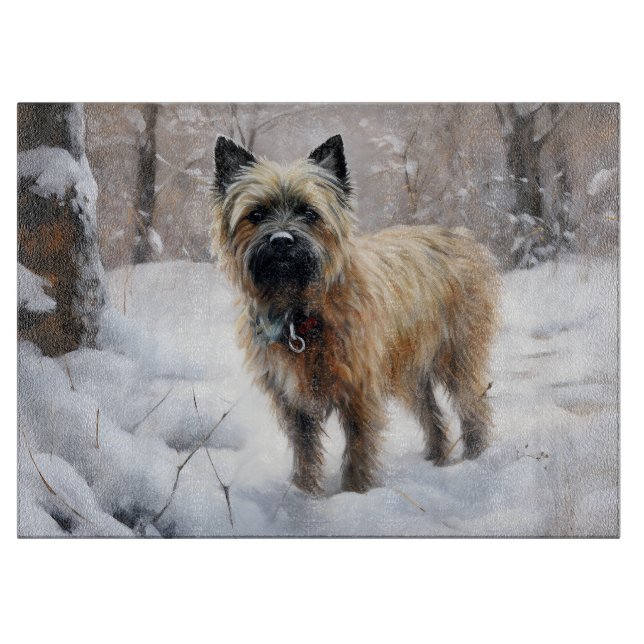 Planche À Découper Cairn Terrier Qu'Il Neige Noël (Devant)