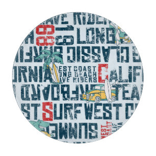 Planche À Découper California Surfing Team : Grunge Seamless Motif.