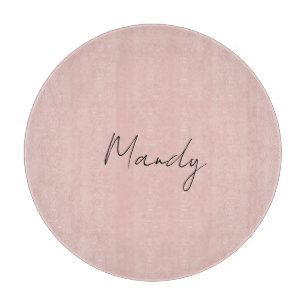 Planche À Découper Calligraphie Élégant Rose Or Plaine Nom simple