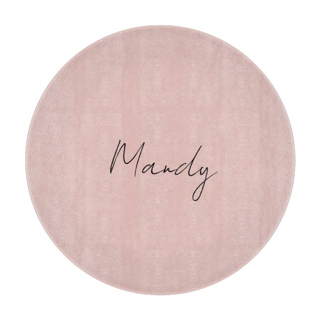 Planche À Découper Calligraphie Élégant Rose Or Plaine Nom simple (Devant)