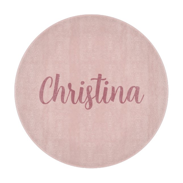 Planche À Découper Calligraphie Élégant Rose Or Plaine Nom simple (Devant)