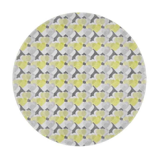Planche À Découper Calque de cœurs de la Saint-Valentin motif jaune e (Devant)
