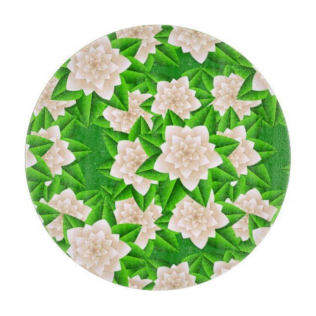 Planche À Découper Camellias blancs et Feuilles verts (Devant)