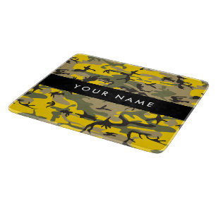 Planche À Découper Camouflage jaune et vert Personnalisez votre nom
