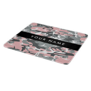 Planche À Découper Camouflage rose et gris Votre nom Personnalisez