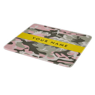 Planche À Découper Camouflage Rose et Vert Personnalisez votre nom