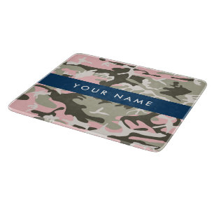 Planche À Découper Camouflage Rose et Vert Personnalisez Votre nom